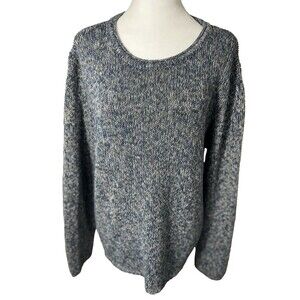 J. Jill Blue Marled Crewneck Sweater 100% Cotton Size XL